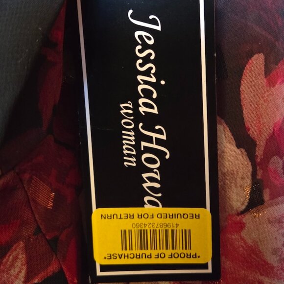 Jessica Howard Plus Size Clip-Dot Chiffon Belted MIDI Dress - Black Red  (NWT) - Picture 7 of 7